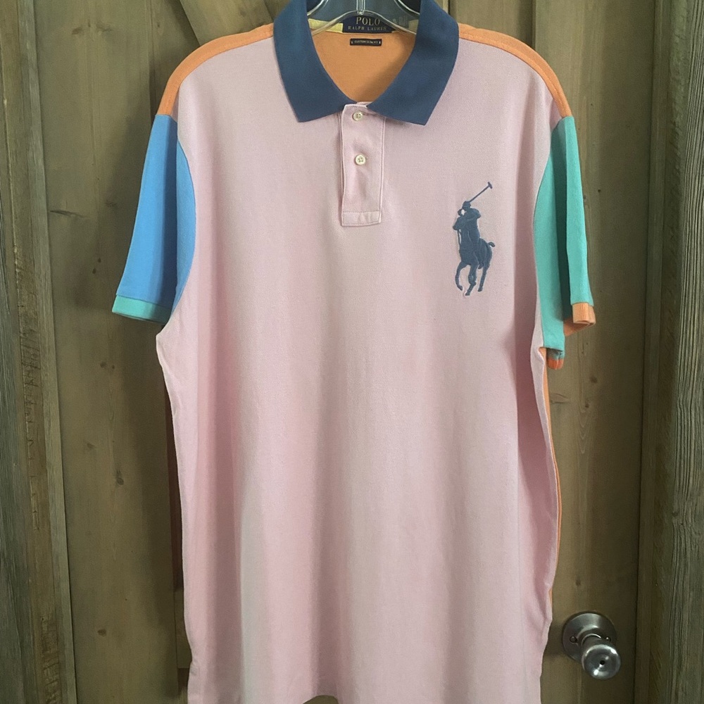 Polo Ralph Lauren Shirt
Mens XL Colorful Pastel
Colorblock Short Sleeve Big
Pony